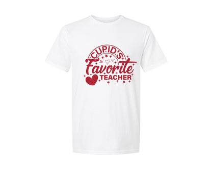 brand:Generic|color:White|Cupids Favorite Teacher Valentine 5 Graphic T-Shirt