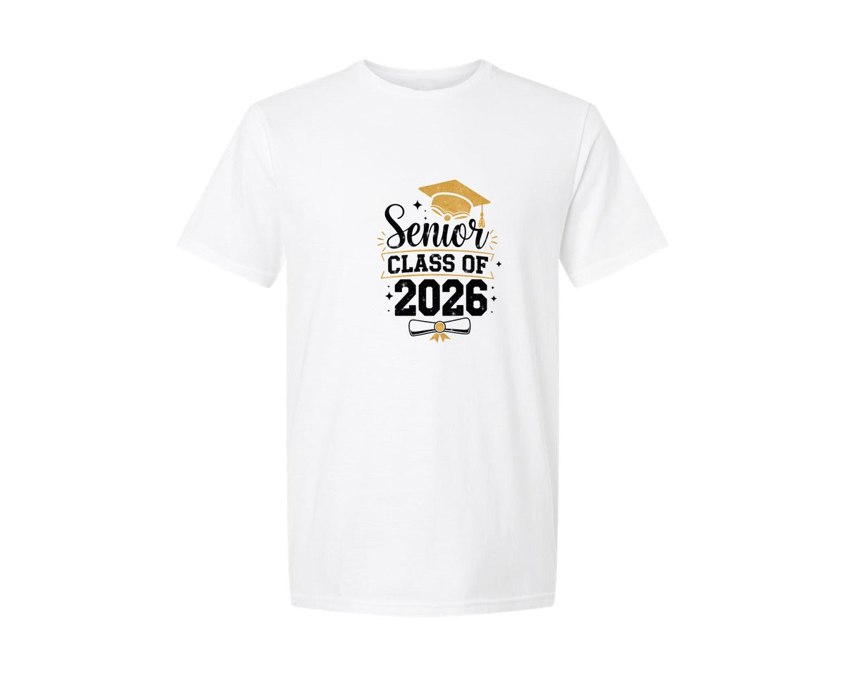 brand:Generic|color:White|Senior Class Of 2026 Graduation Graphic T-Shirt