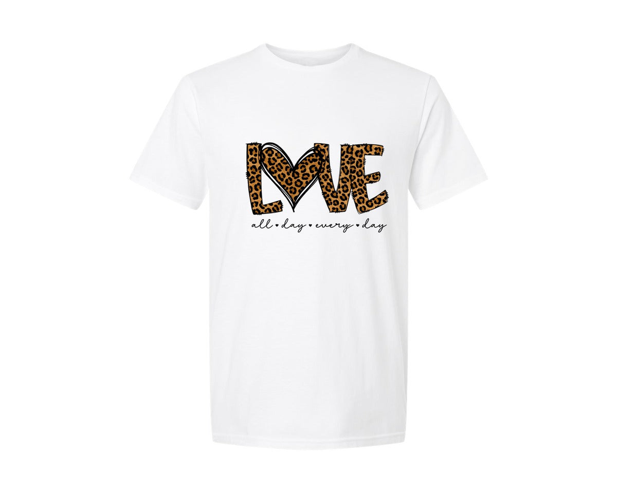 brand:Generic|color:White|Love Leopard Valentine Graphic T-Shirt
