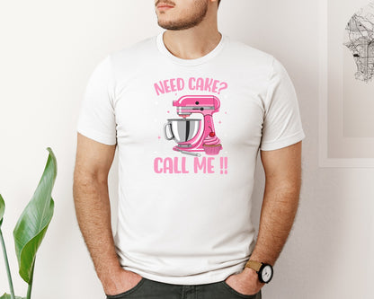 brand:Bella Canvas|color:White|Need Cake Call Me Baking T Shirt Graphic T-Shirt