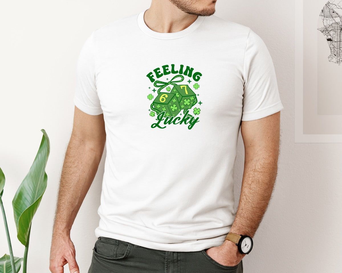 brand:Bella Canvas|color:White|Lucky Six Seven St Patricks Day 2 Graphic T-Shirt