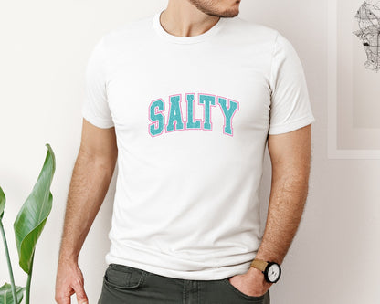 brand:Bella Canvas|color:White|Beach Salty Retro Summer Graphic T-Shirt