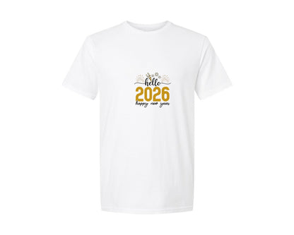 brand:Generic|color:White|Hello 2026 Happy New Year Design 5 Graphic T-Shirt