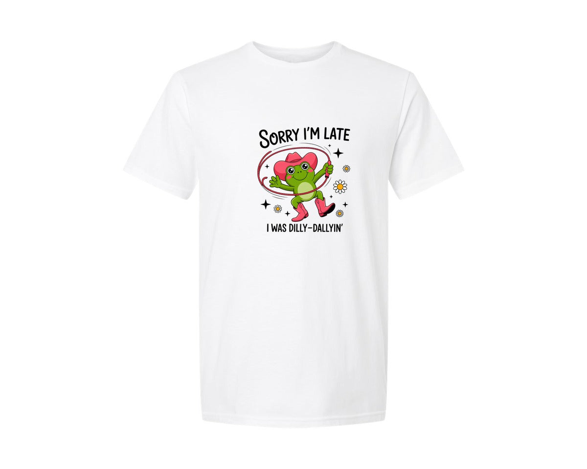 brand:Generic|color:White|Funny Frog Cowgirl Western Art Graphic T-Shirt