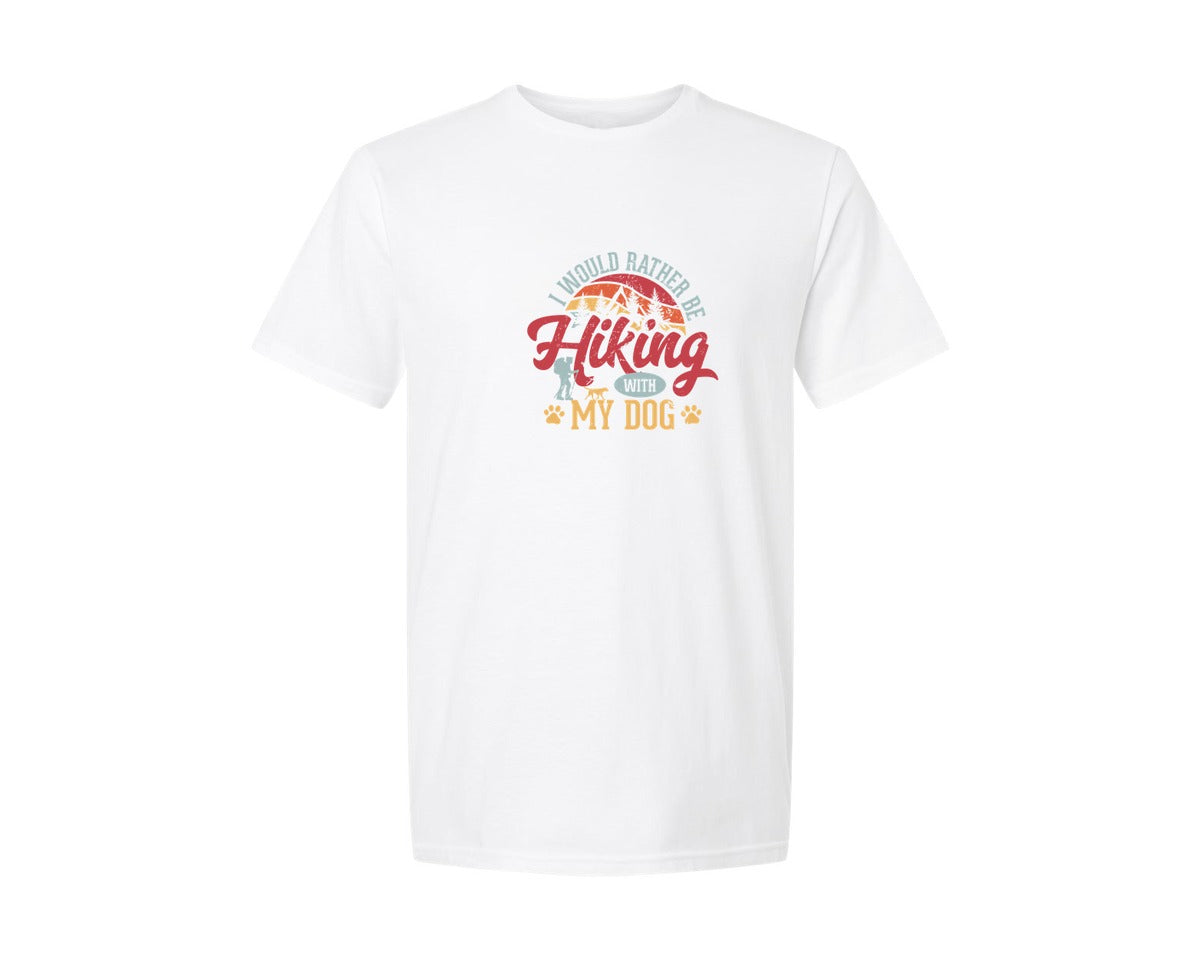 brand:Generic|color:White|I Would Rather Be Hiking With My Dog Graphic T-Shirt