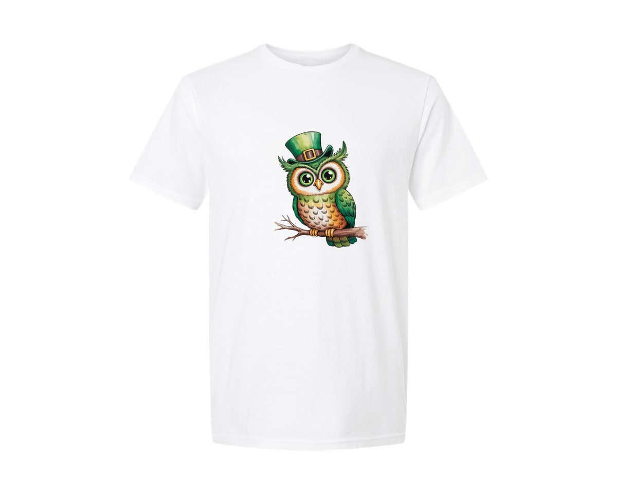 brand:Generic|color:White|St Patrick Owl Cute Lucky Owl Graphic T-Shirt