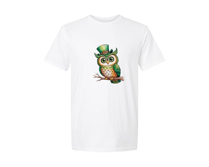 brand:Generic|color:White|St Patrick Owl Cute Lucky Owl Graphic T-Shirt