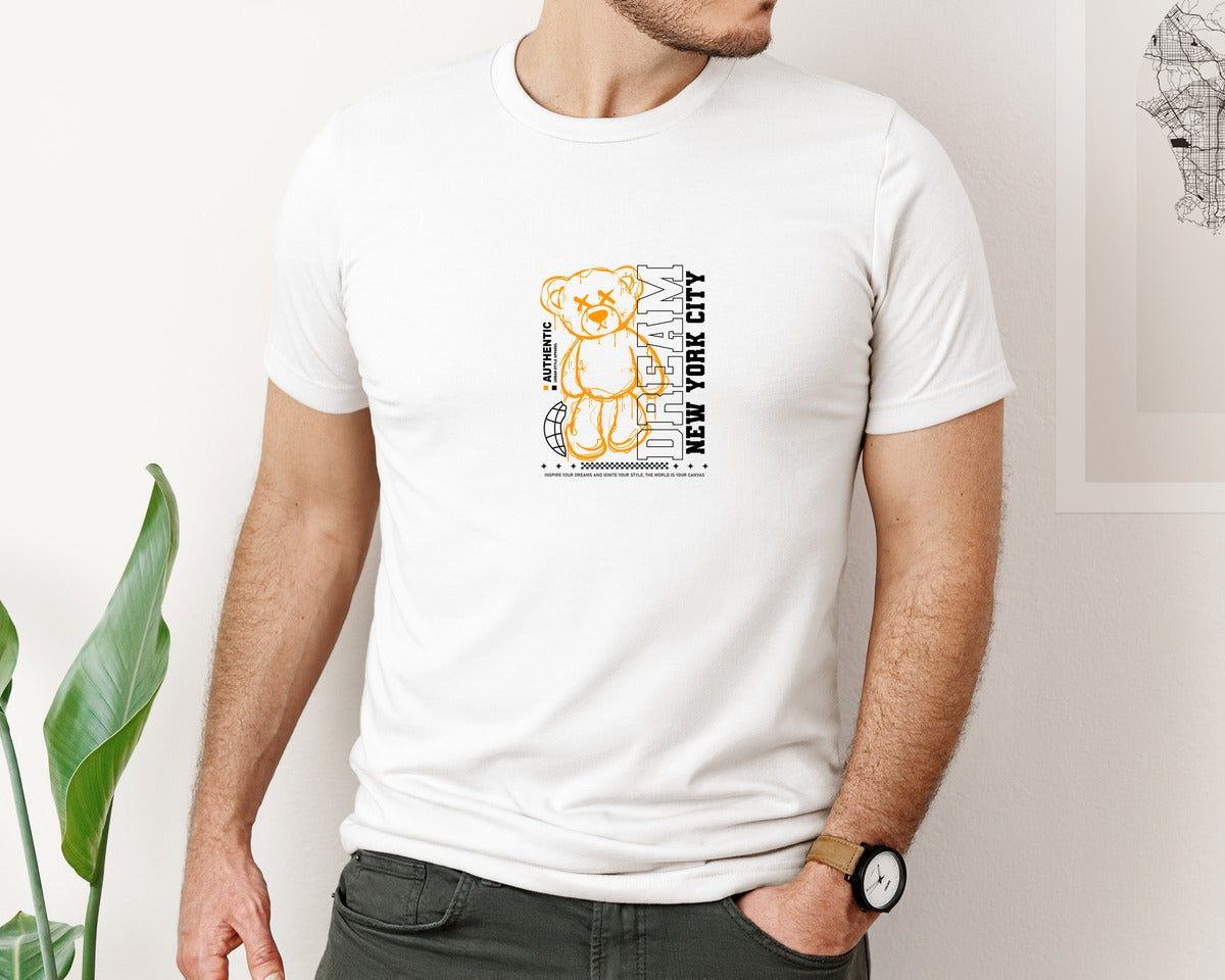 brand:Bella Canvas|color:White|Graffiti Bear Doll Urban T Shirt Design 2 Graphic T-Shirt