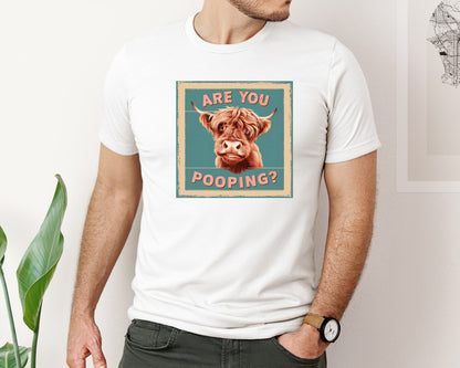 brand:Bella Canvas|color:White|Funny Cow Are You Pooping Graphic T-Shirt