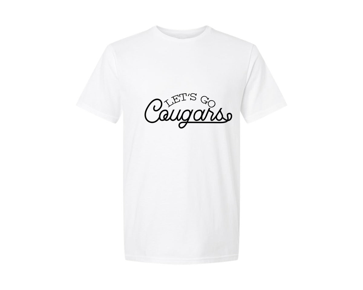 brand:Generic|color:White|Lets Go Cougars Sports Graphic T-Shirt