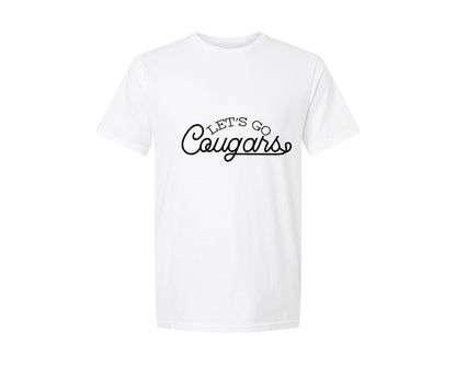 brand:Generic|color:White|Lets Go Cougars Sports Graphic T-Shirt