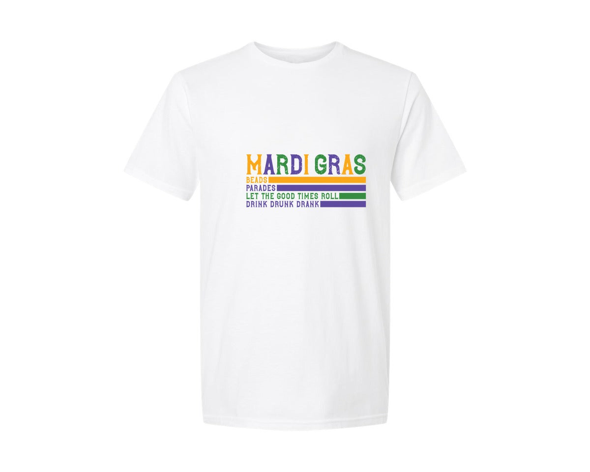brand:Generic|color:White|Retro Mardi Gras Fleur De Lis Graphic T-Shirt