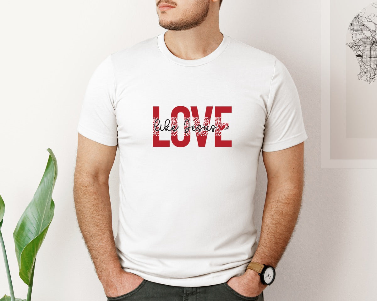 brand:Bella Canvas|color:White|Love Like Jesus Christian Graphic T-Shirt