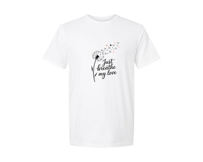 brand:Generic|color:White|Just Breathe Love Valentine Graphic T-Shirt