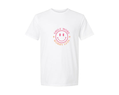 brand:Generic|color:White|Smile More Worry Less Color Graphic T-Shirt