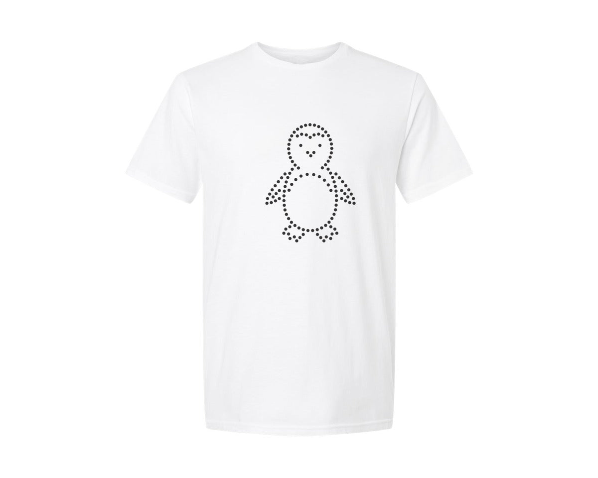 brand:Generic|color:White|Rhinestone Template Design Penguin Graphic T-Shirt