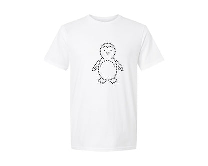 brand:Generic|color:White|Rhinestone Template Design Penguin Graphic T-Shirt
