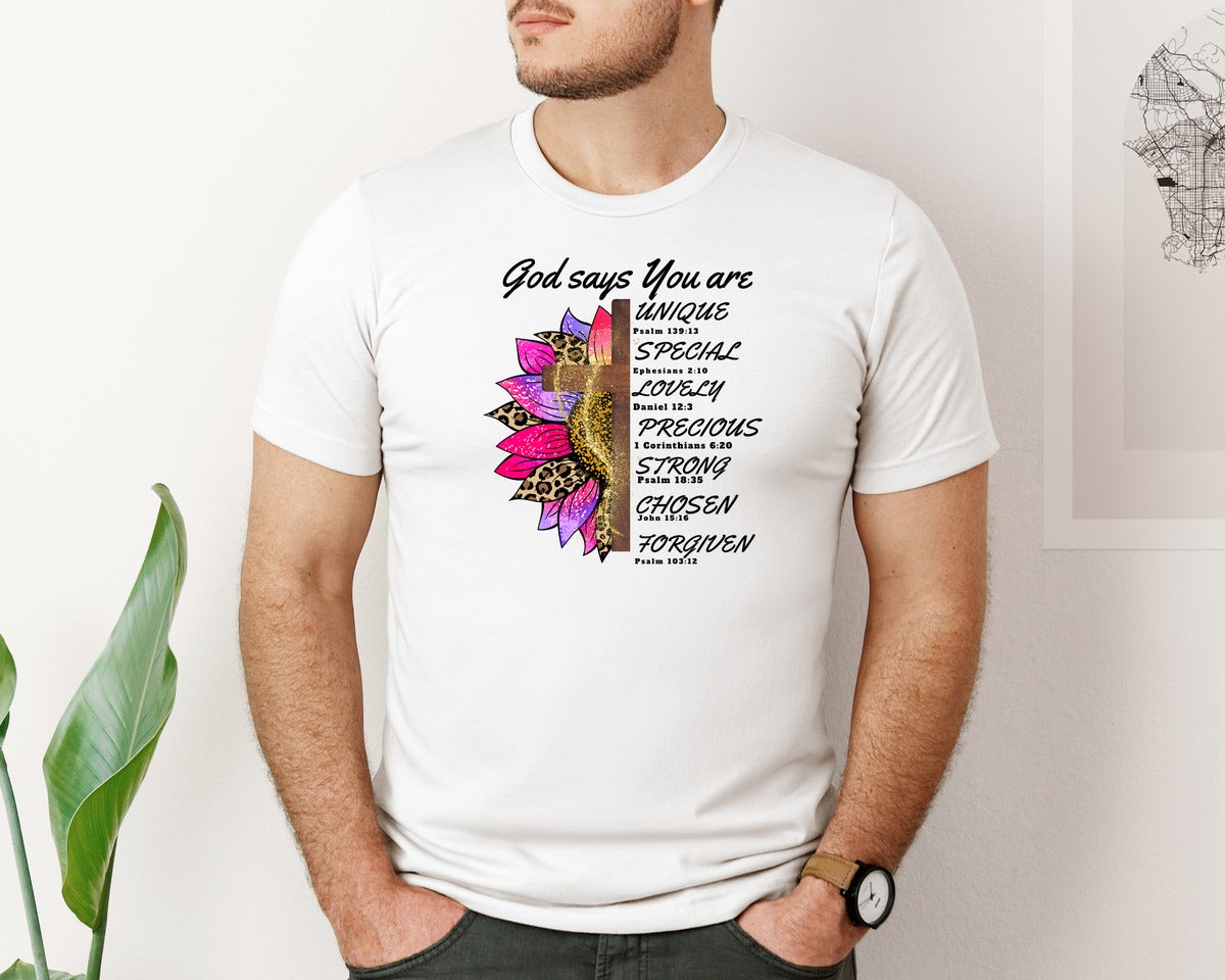 brand:Bella Canvas|color:White|God Says You Are Religious Graphic T-Shirt