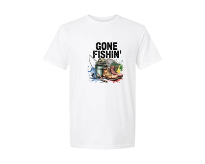 brand:Generic|color:White|Gone Fishing Graphic T-Shirt
