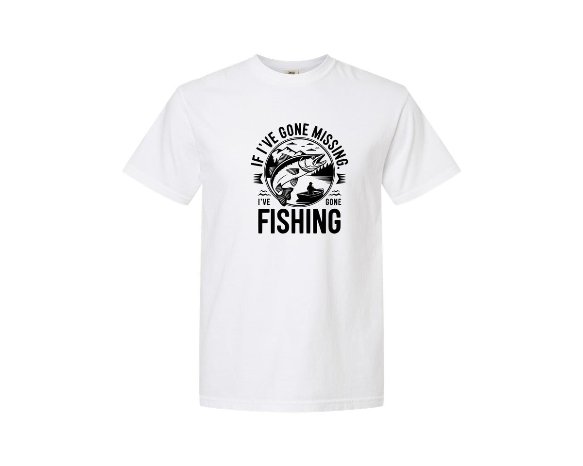 brand:Comfort Colors|color:White|If Ive Gone Missing Ive Gone Fishing T Graphic T-Shirt