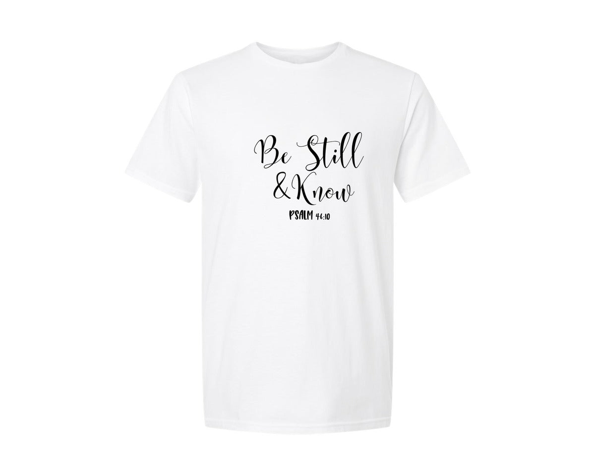 brand:Generic|color:White|Be Still And Know Bible Verse 2 Graphic T-Shirt