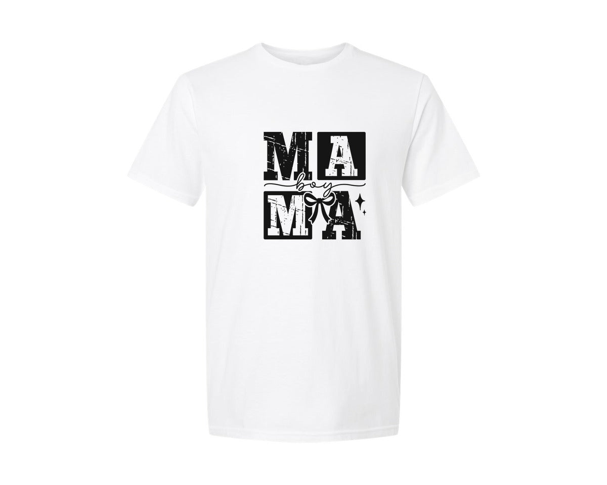 brand:Generic|color:White|Boy Mama Checkered Coquette Bow Graphic T-Shirt