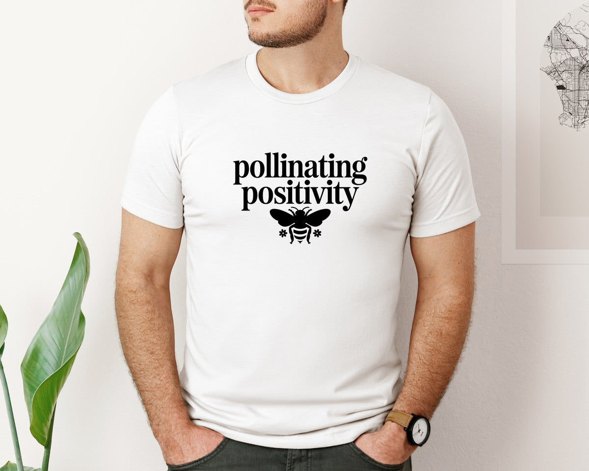 brand:Bella Canvas|color:White|Pollinating Positivity Bee Graphic T-Shirt