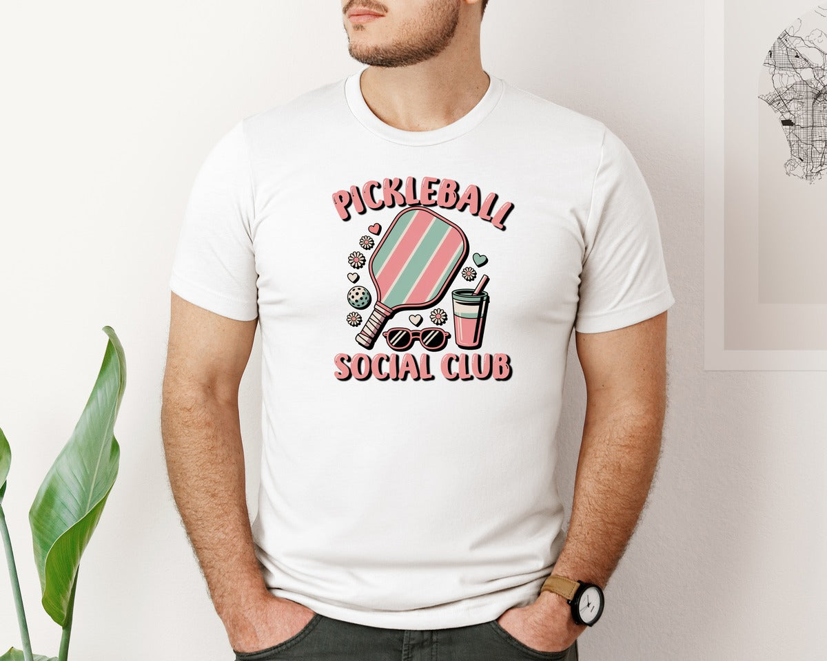 brand:Bella Canvas|color:White|Pickleball Social Club Cocktail Graphic T-Shirt