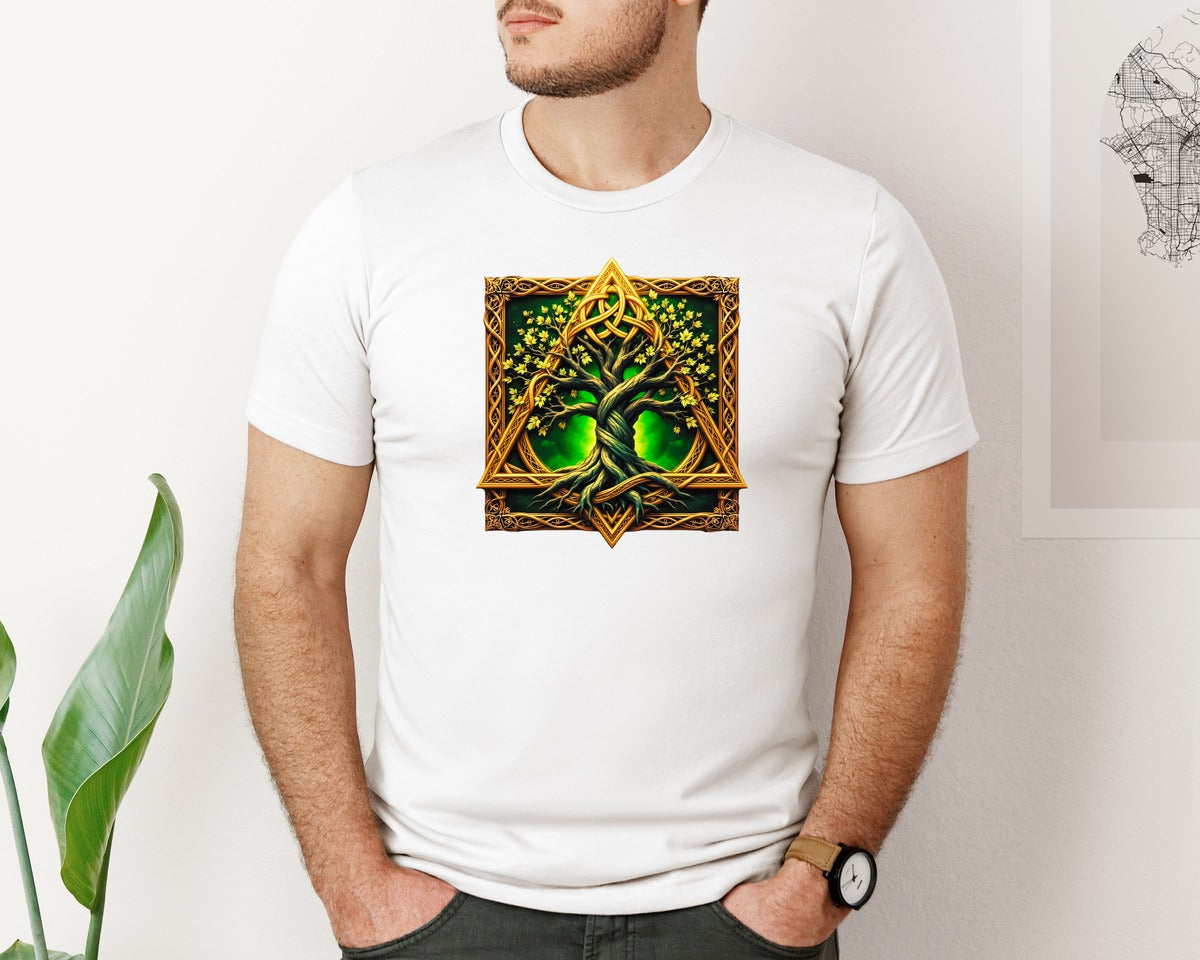 brand:Bella Canvas|color:White|Celtic Tree Of Life Mystical Tree Graphic T-Shirt