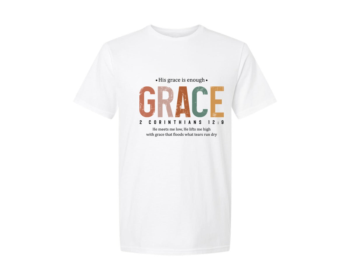 brand:Generic|color:White|Grace Christian Bible Verse Graphic T-Shirt