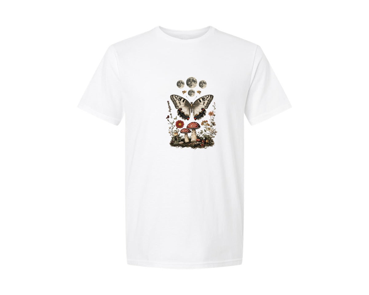 brand:Generic|color:White|Celestial Moon Boho Flower Shirt Design 6 Graphic T-Shirt