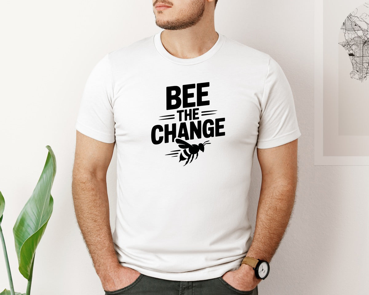 brand:Bella Canvas|color:White|Bee The Change Ai Graphic T-Shirt