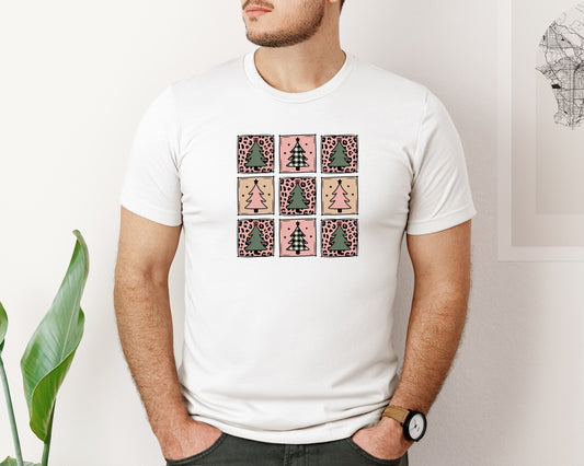 Camo Christmas Tree Glitter Xmas Graphic T-Shirt