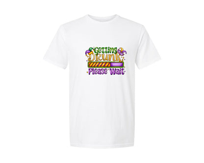 brand:Generic|color:White|Getting Drunk Please Wait Graphic T-Shirt