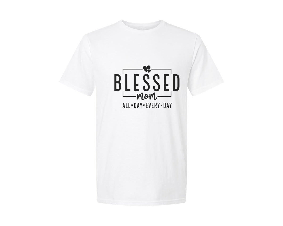 brand:Generic|color:White|Blessed Mom Everyday Love Graphic T-Shirt