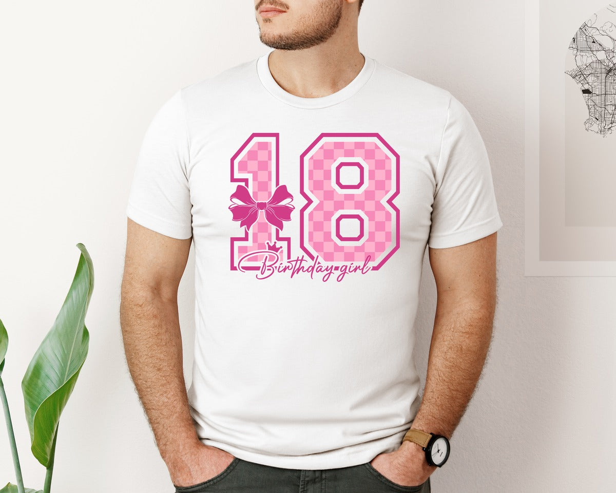 brand:Bella Canvas|color:White|Birthday Girl 18Th Birthday Shirt Graphic T-Shirt