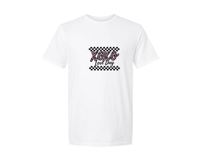 brand:Generic|color:White|Retro Xoxo Checker Valentine Design Graphic T-Shirt