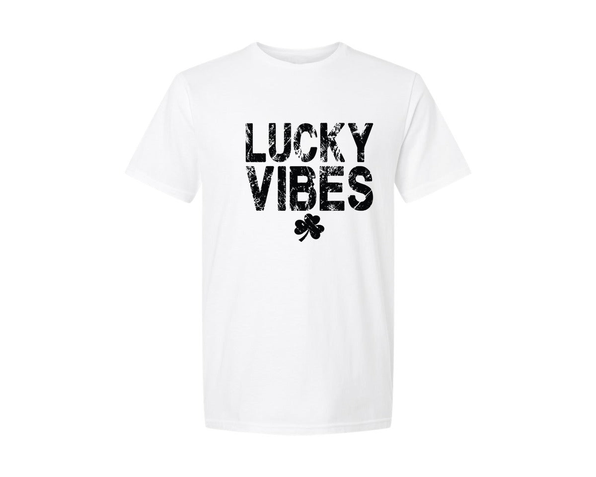 brand:Generic|color:White|Trendy Retro Lucky Vibes Graphic T-Shirt