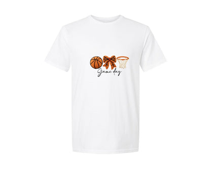 brand:Generic|color:White|Game Day Faux Yarn Basketball 3 Graphic T-Shirt