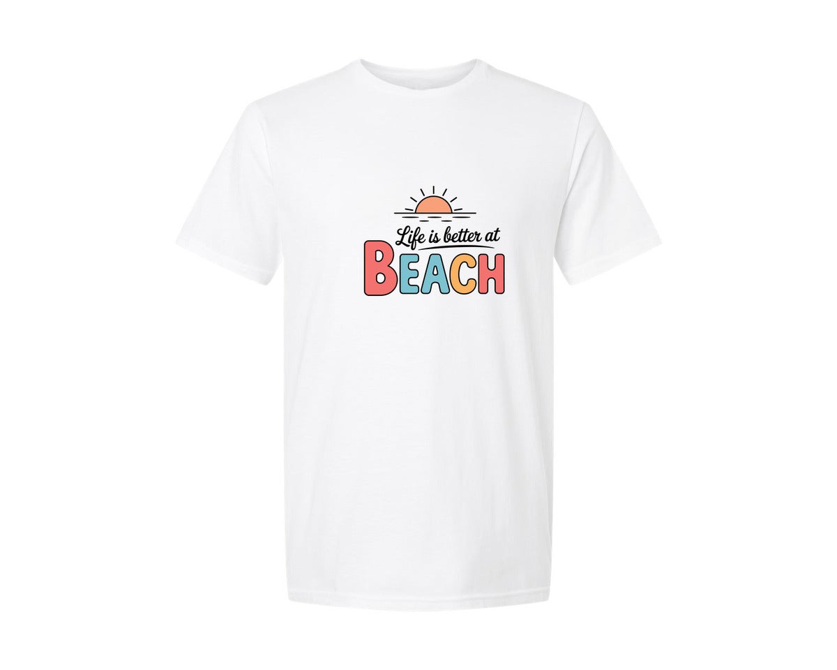 brand:Generic|color:White|Life Is Better At Beach Summer Fun Shirt Graphic T-Shirt