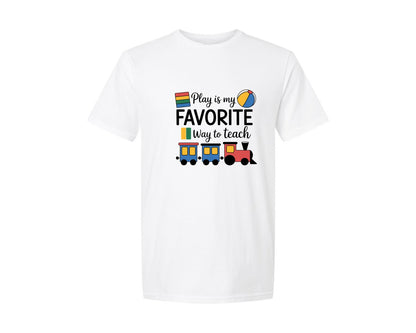 brand:Generic|color:White|Speech Therapy Tee Play Is My Favorite Graphic T-Shirt