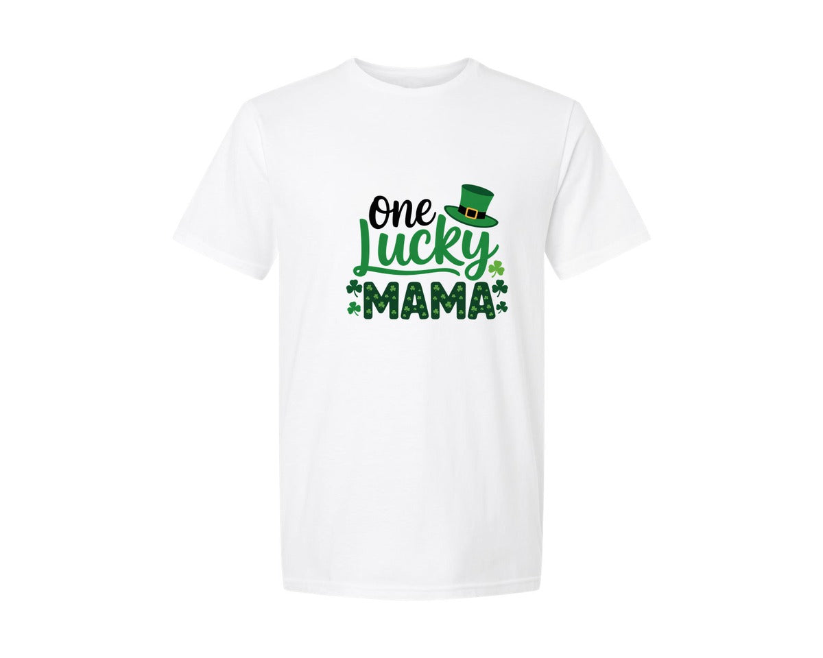 brand:Generic|color:White|One Lucky Mama Shirt Womens St Patricks Graphic T-Shirt