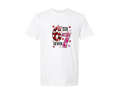 brand:Generic|color:White|67 Valentine Heart Pattern With Bows Graphic T-Shirt