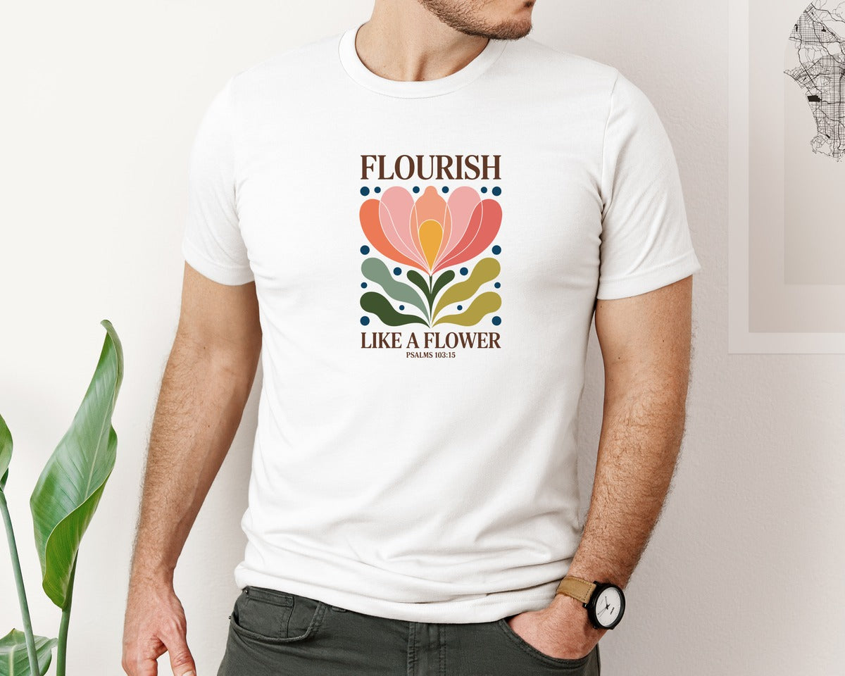 brand:Bella Canvas|color:White|Psalm 10315 Floral Graphic T-Shirt