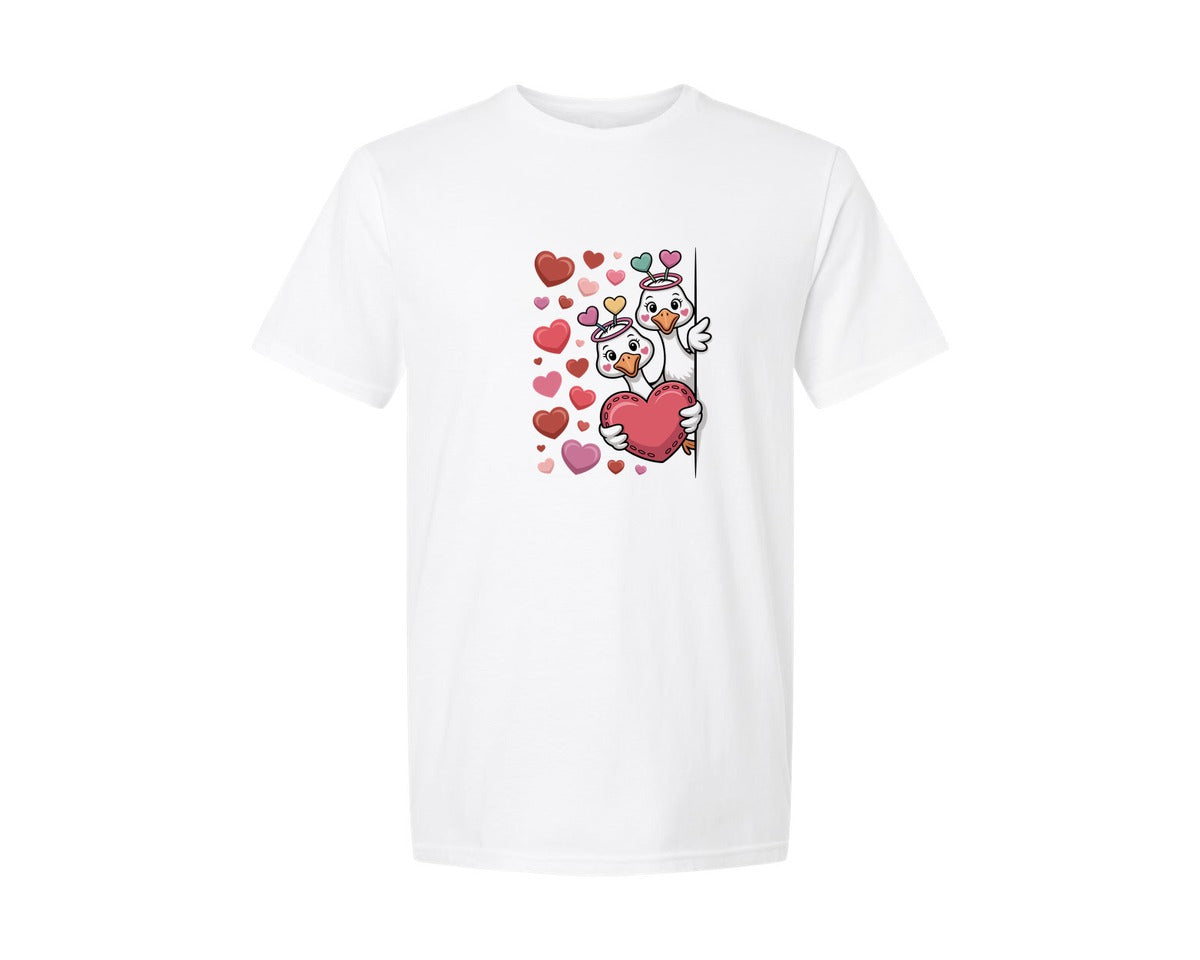 brand:Generic|color:White|Funny Valentine Goose Valentines Day 9 Graphic T-Shirt
