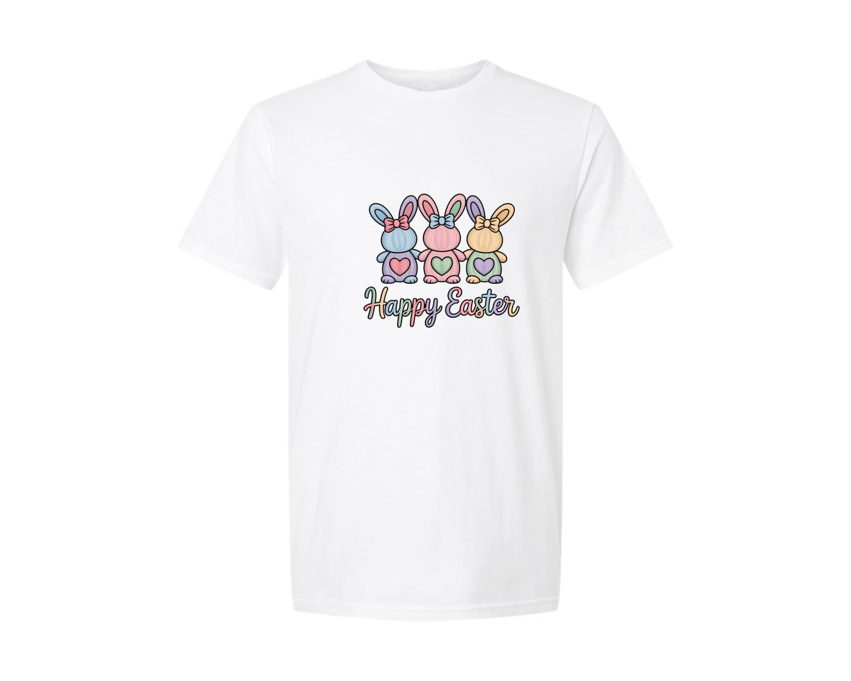 brand:Generic|color:White|Faux Yarn Happy Easter Latch Hook 3 Graphic T-Shirt