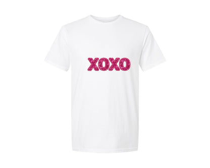 brand:Generic|color:White|Faux Embroidery Pink Xoxo 2 Graphic T-Shirt