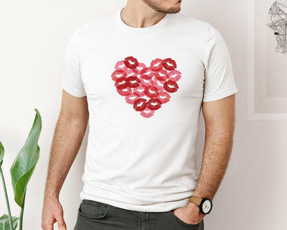 brand:Bella Canvas|color:White|Valentine Heart Valentines Graphic T-Shirt