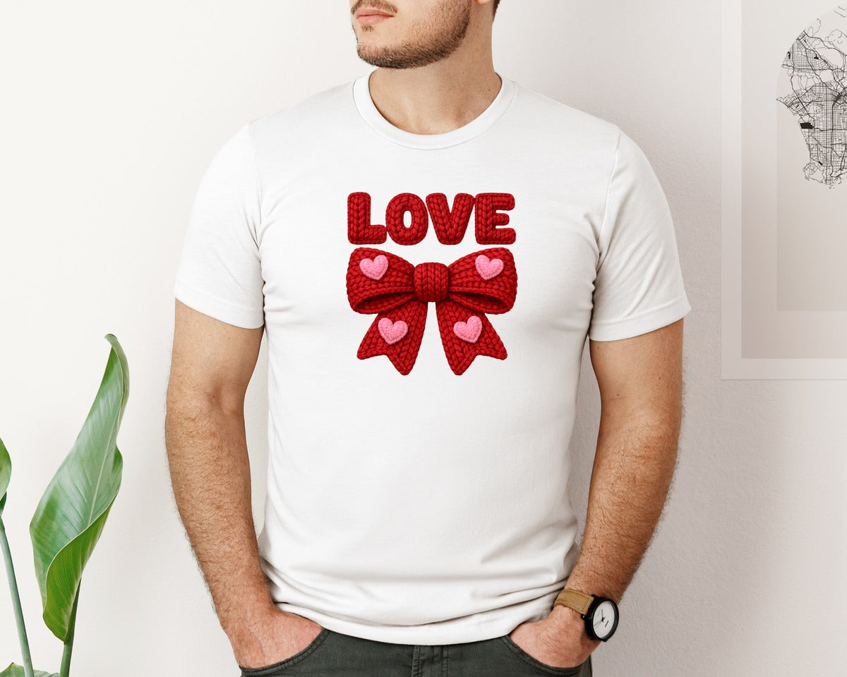 brand:Bella Canvas|color:White|Valentine Love Bow Valentine Graphic T-Shirt