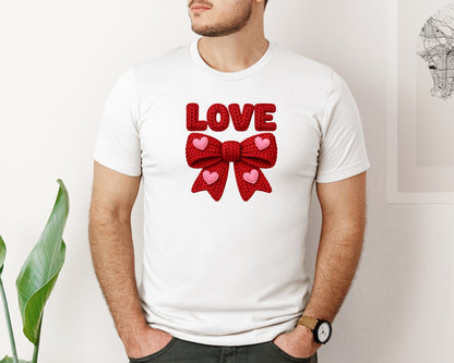 brand:Bella Canvas|color:White|Valentine Love Bow Valentine Graphic T-Shirt